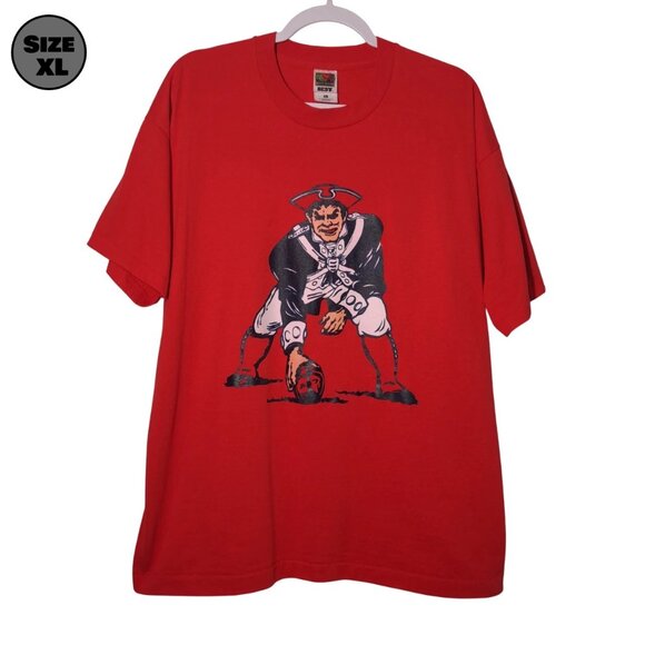 VINTAGE New England Patriots: Pat Patriot USED Shirt (XL, Red, Single Stitch) - Picture 1 of 9